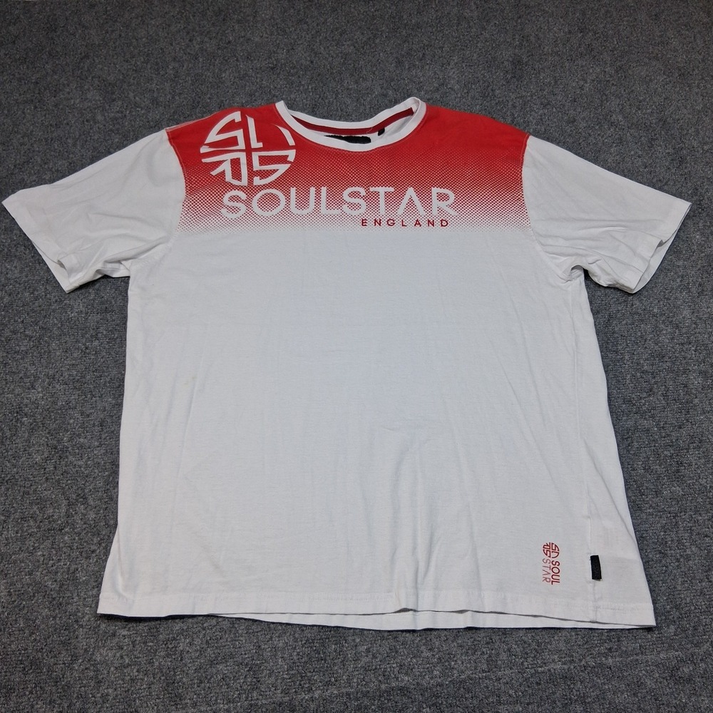 Soul Star England Short Sleeve T-Shirt Men's 3XL White and Red Logo